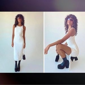 PRINCESS POLLY white Midi Bodycon Dress